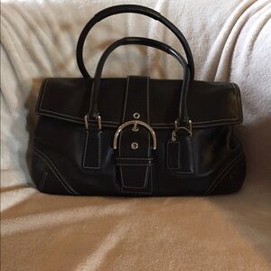 Coach Black Leather Hamptons Soho Shoulder Bag